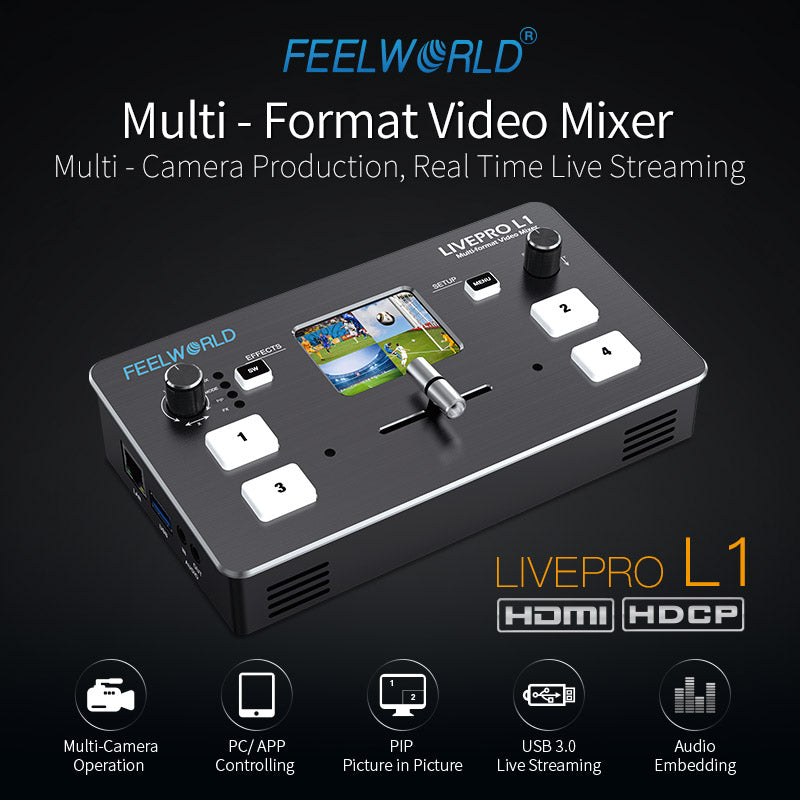 FEELWORLD LIVEPRO L1 Multi Camera Video Mixer Switcher 4 HDMI
