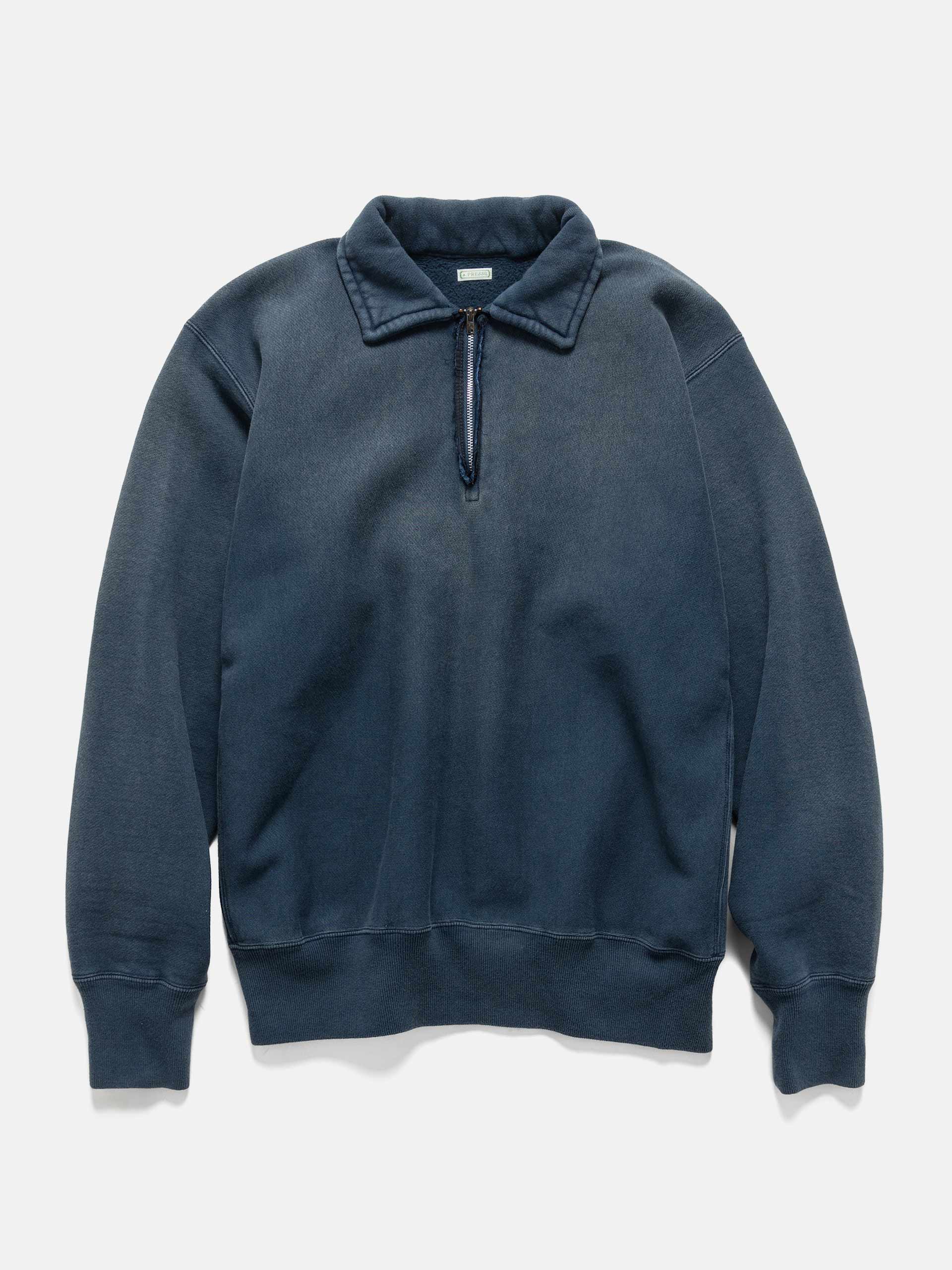 A.PRESSE Vintage Half Zip Sweatshirt Blue | HAVEN