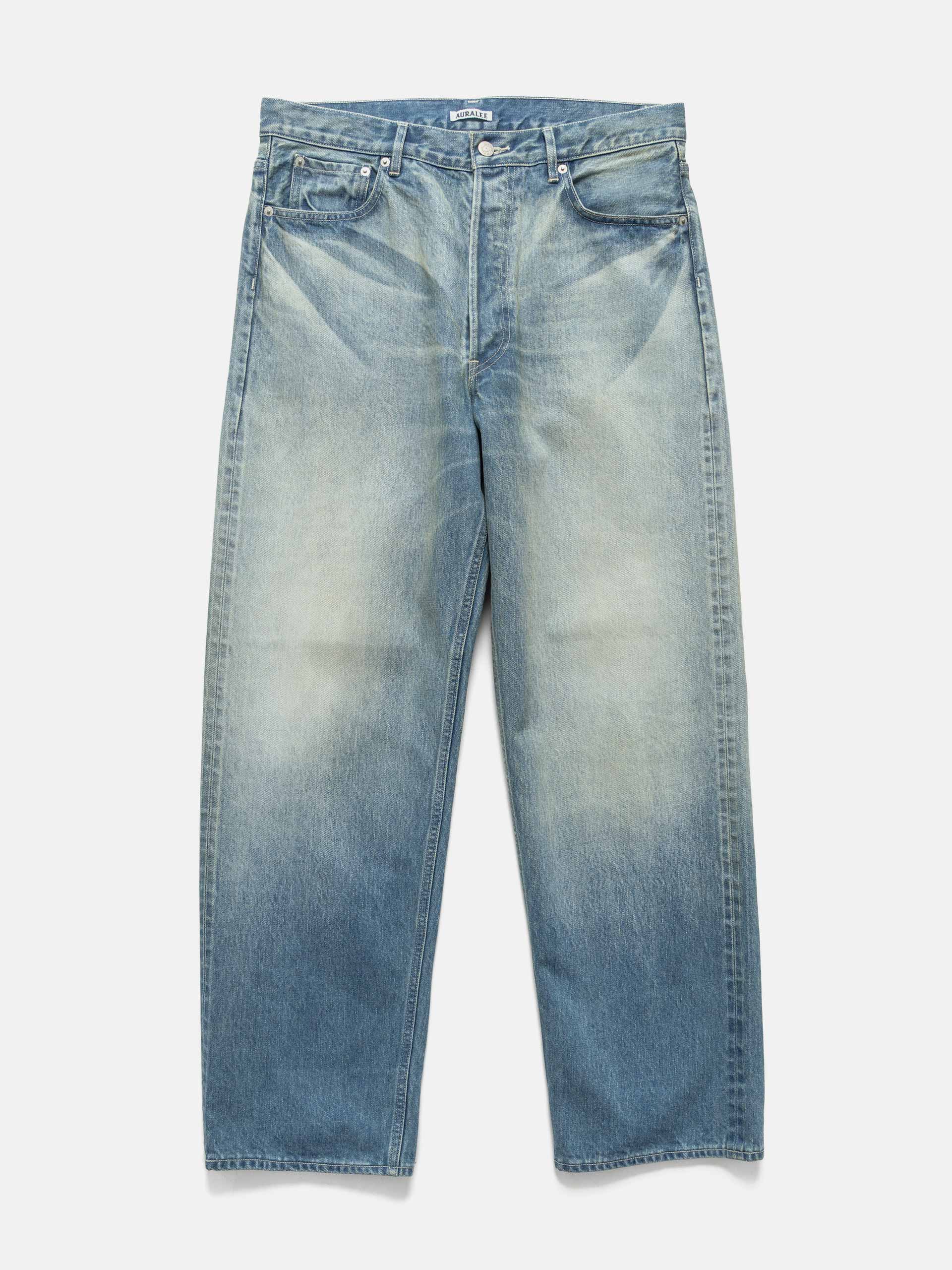 Auralee Selvedge Faded Light Denim Wide Pants Light Indigo | HAVEN