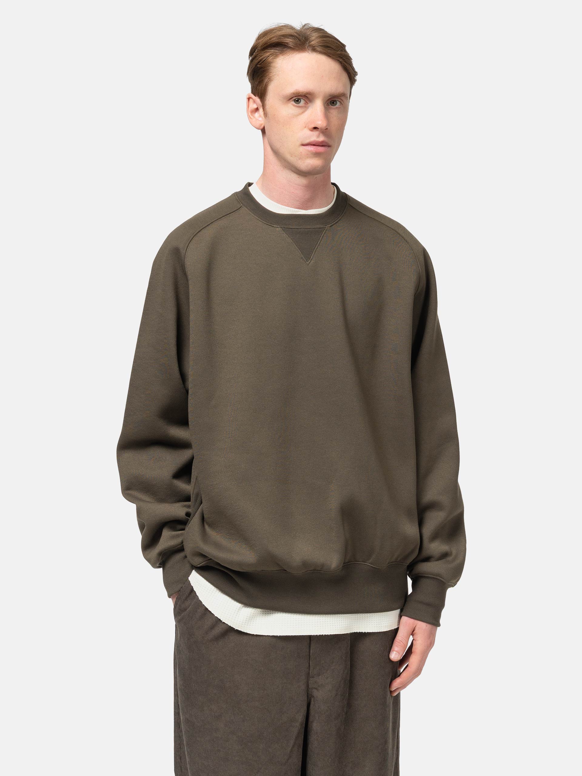 DAIWA Tech Sweat Crew Freedom Sleeve Brown Khaki | HAVEN