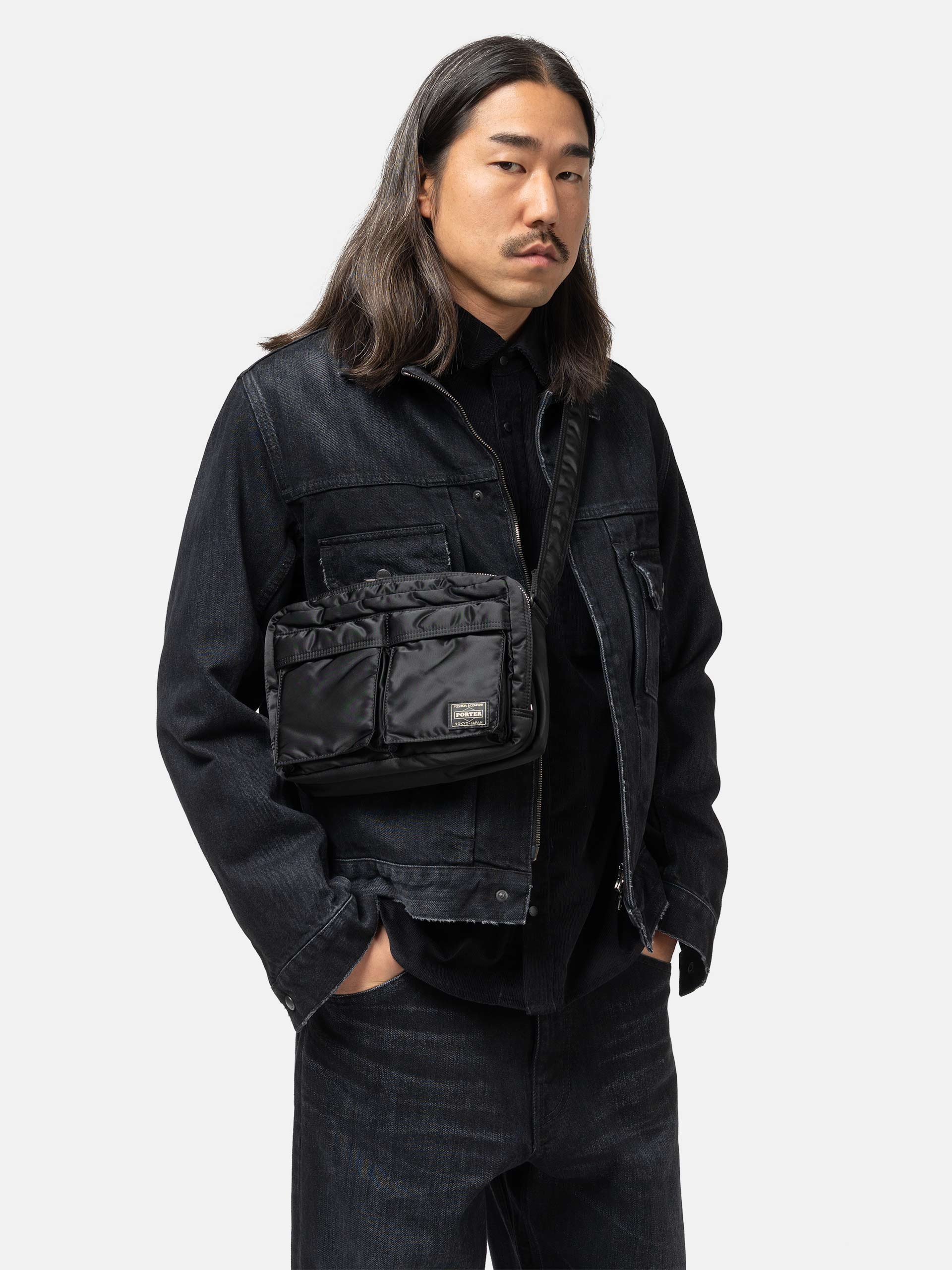PORTER TANKER Sling Bag w/ Zip Black | HAVEN