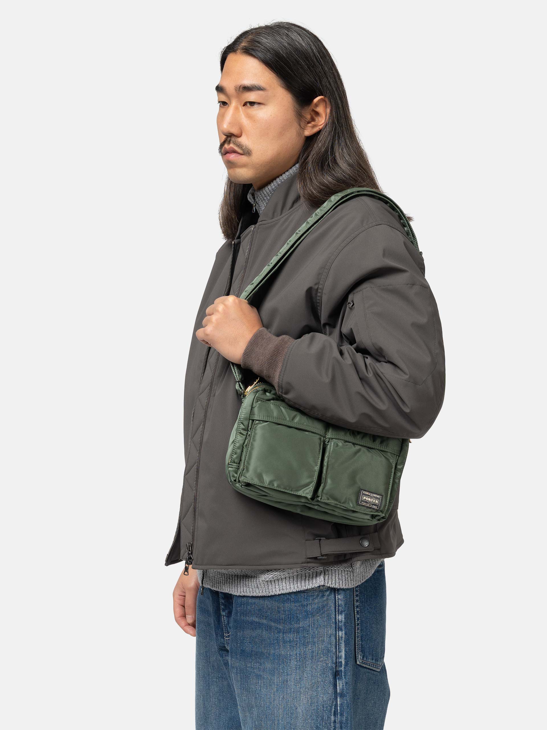 PORTER TANKER Sling Bag w/ Zip Sage Green | HAVEN