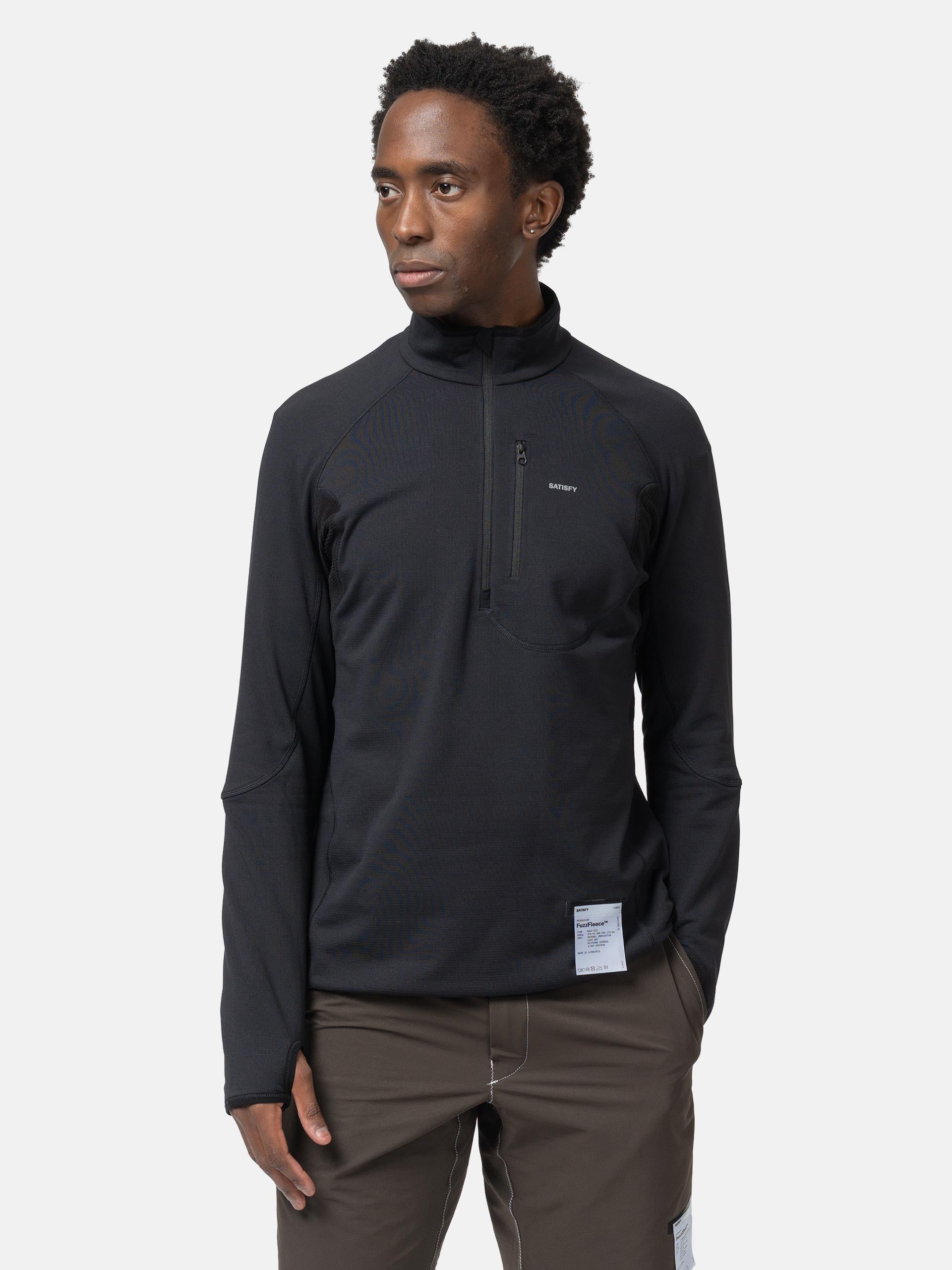 SATISFY FuzzFleece Half-Zip Black | HAVEN