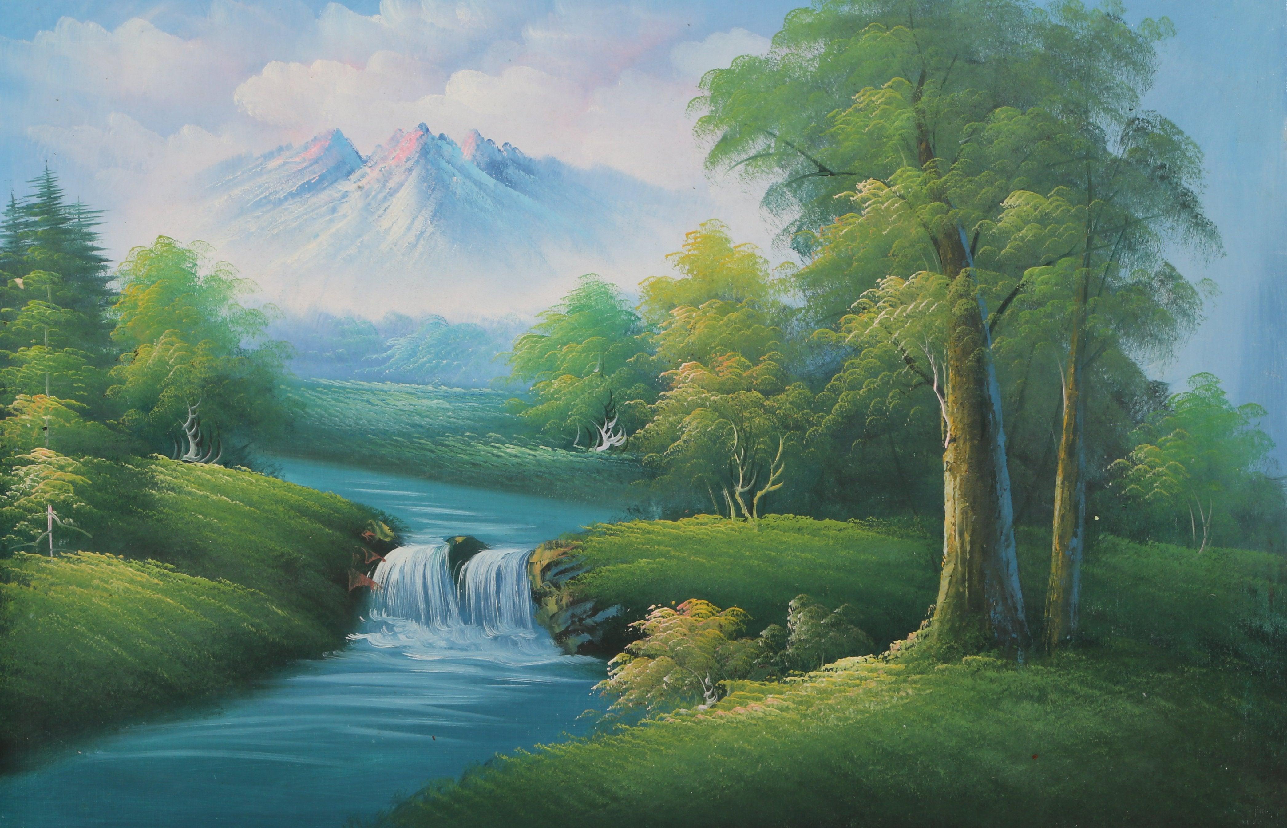 絵画 Mountain waterfall Mountain Waterfall Landscape (180) | Mao