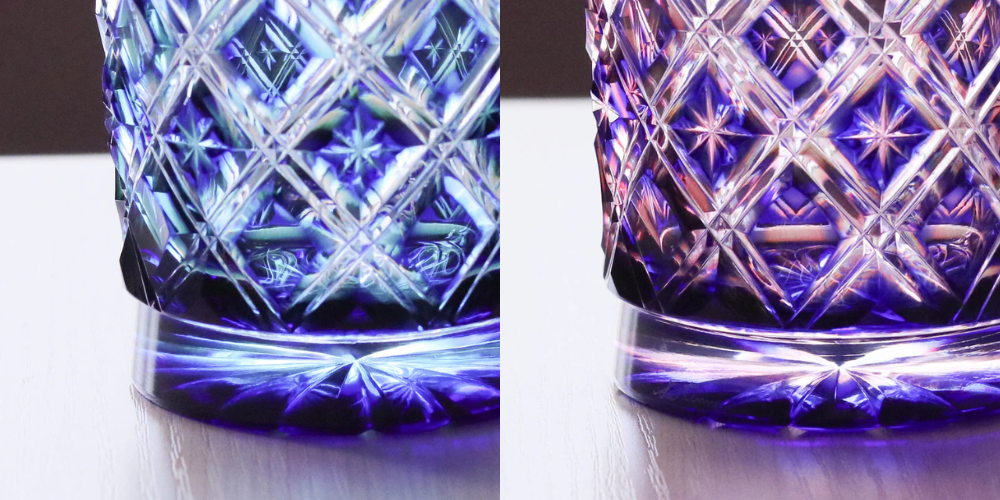 薩摩切子 オールドグラス | 二重被せ格子 | 紅藤 べにふじ | 薩摩