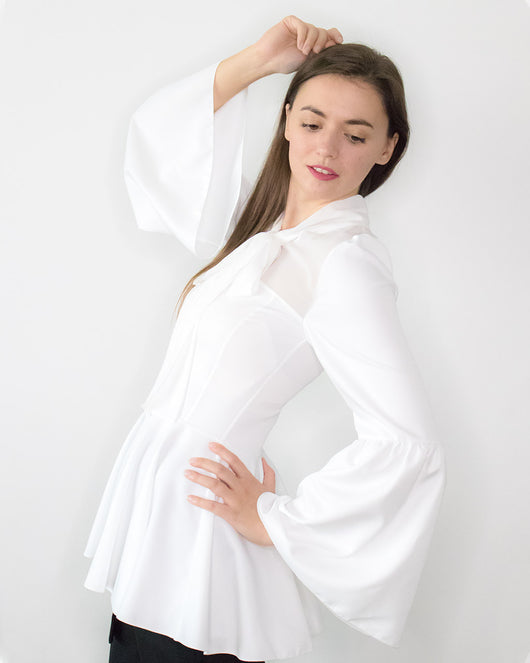 Loris White Peplum Top - Ethical Sustainable Women's Clothing - ADKN