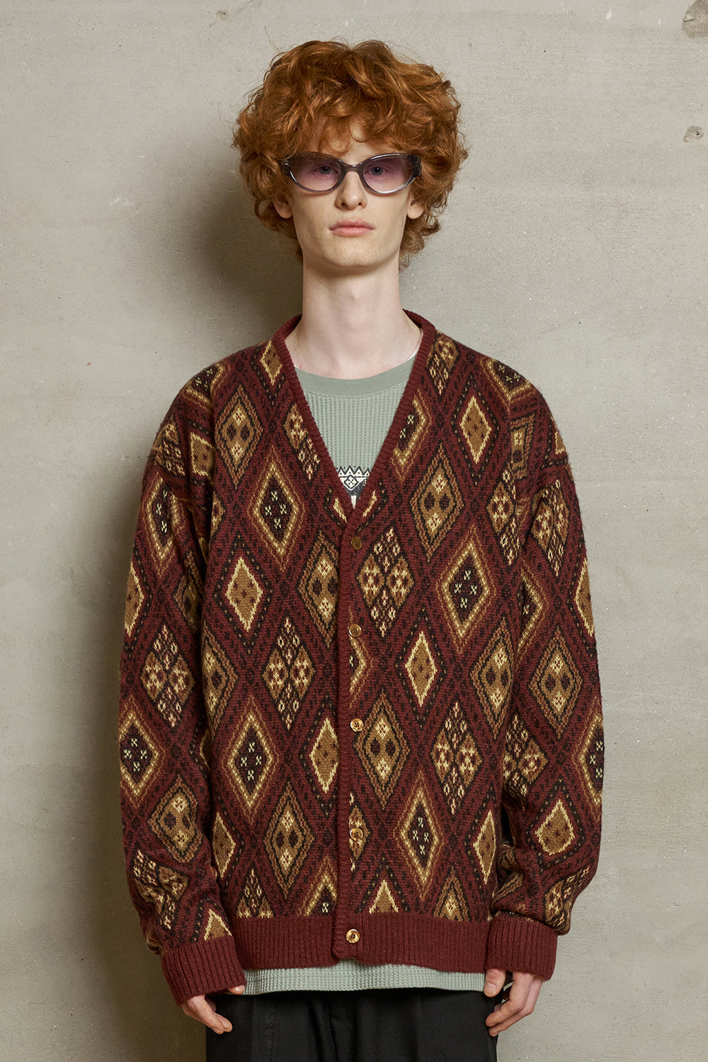 アーガイル モヘア カーディガン - UNALLOYED | 60% - アジア