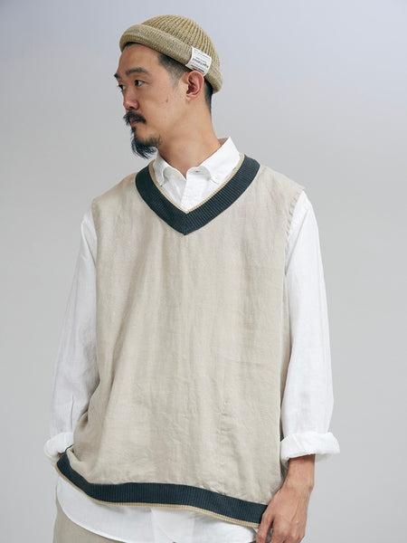 ナイジェルらしさ溢れるベスト》CRICKET VEST REVERSIBLE - LINEN PIN