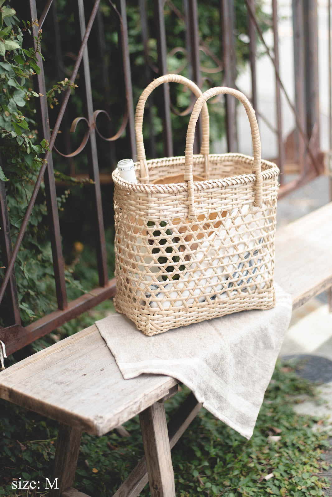 ラタンバンブー マーケットバッグ｜ラタン×竹の手編みかごバッグ