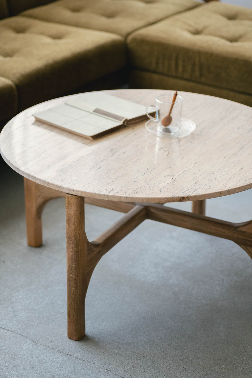 sed/met クロステーブル φ750 Low｜天然大理石×マンゴーウッドの