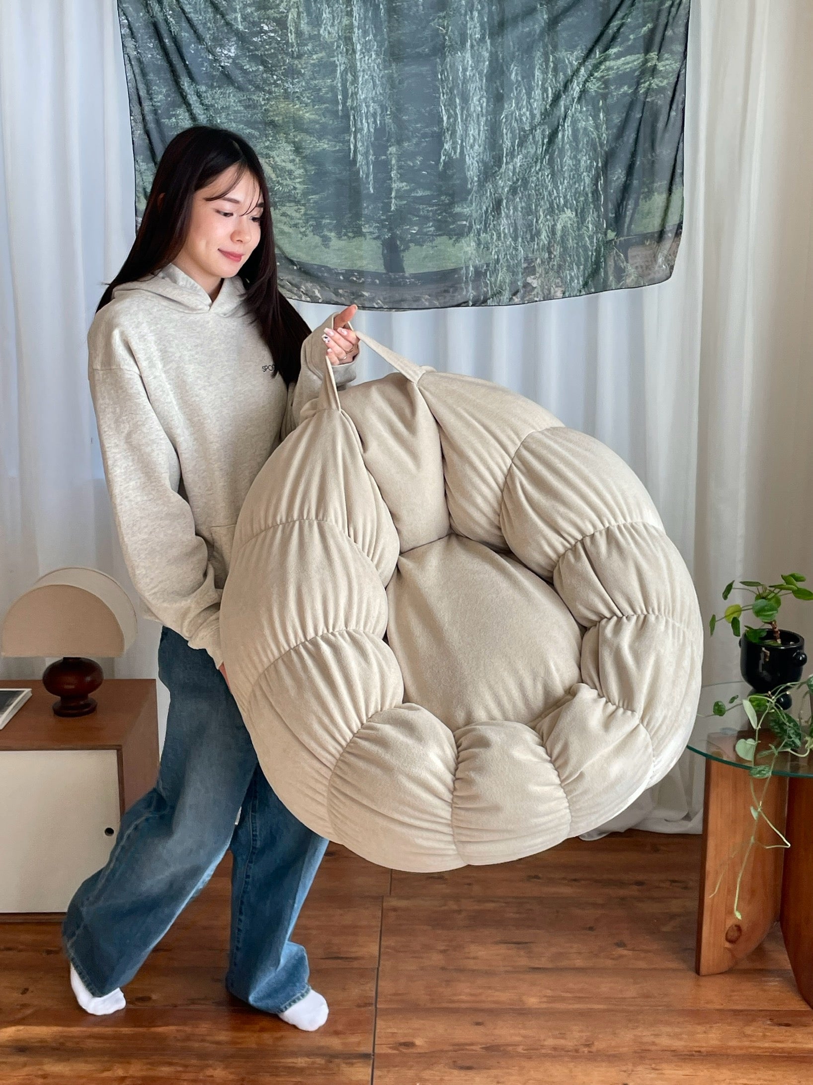 ANEMONE ビーズソファ ベージュ 直径80cm ANEMONE ビーズソファ