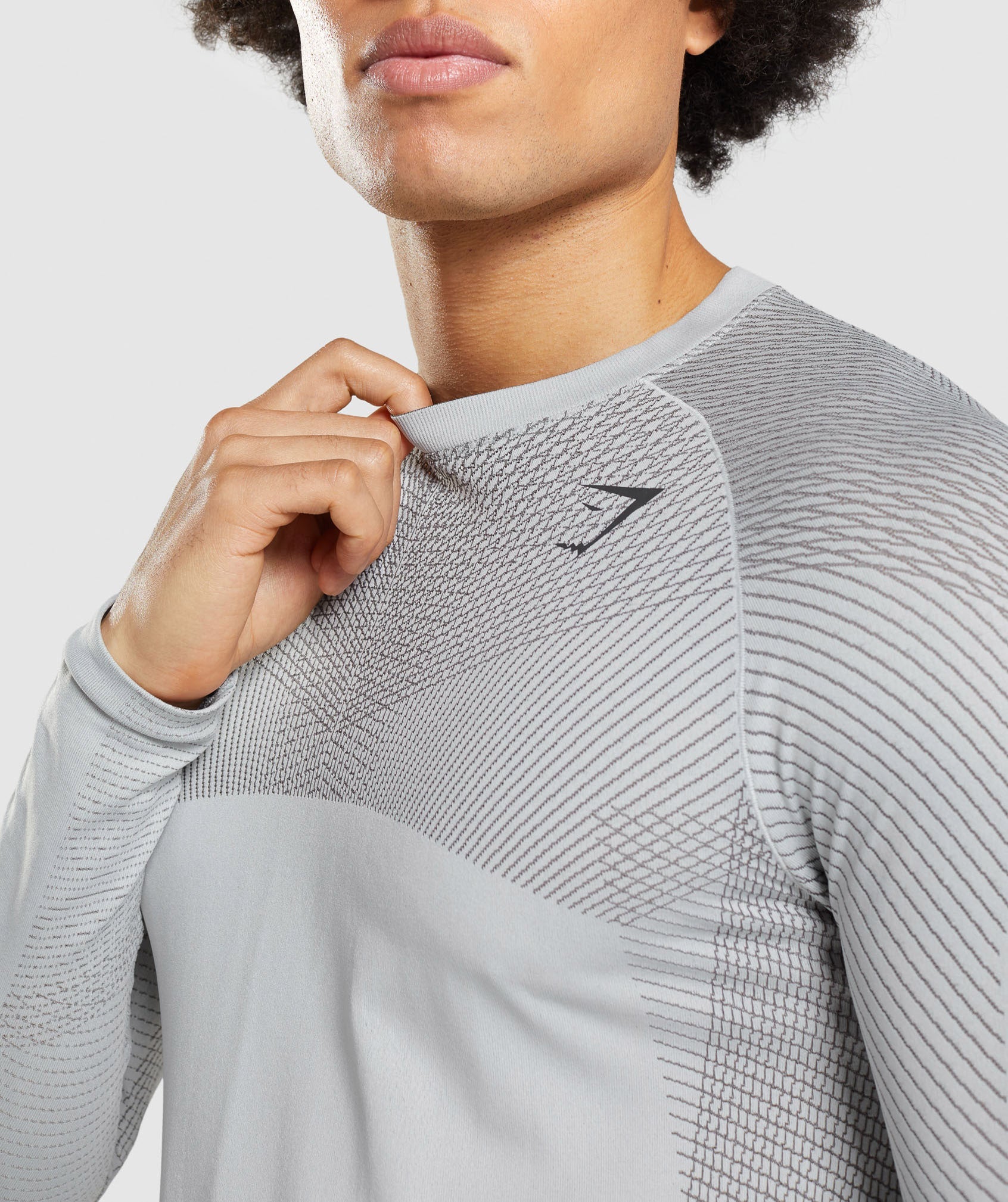 Gymshark Apex Seamless Long Sleeve T-Shirt - Light Grey/Onyx Grey