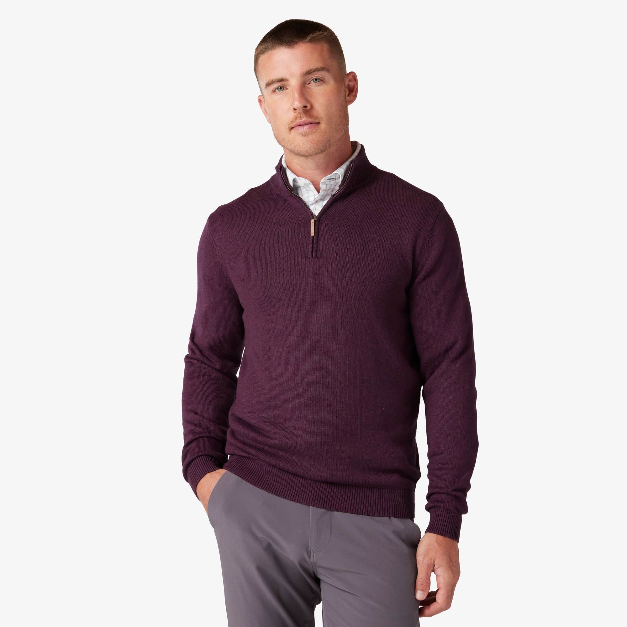 Plum Heather Cassady Quarter Zip | Mizzen+Main