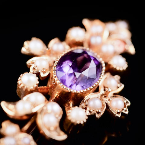 はる超美品☆ 大振りアメジスト付ブローチ ♯158 超美品☆GEORG JENSEN