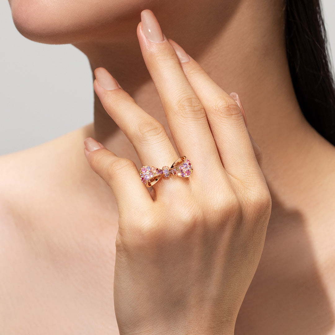 ビズー公式】マルチカラー ゴールド K18(18金) プラチナ リング サクラ