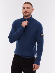 Yanta Quarter-Zip Funnel-Neck Sweater - Blue - Bench