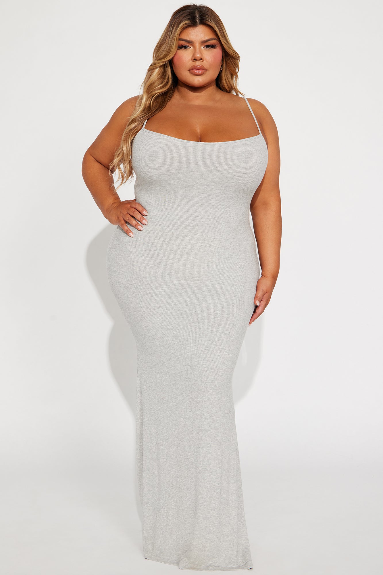 Madelyn Micro Ribbed Maxi Dress - Heather Grey | Fashion Nova