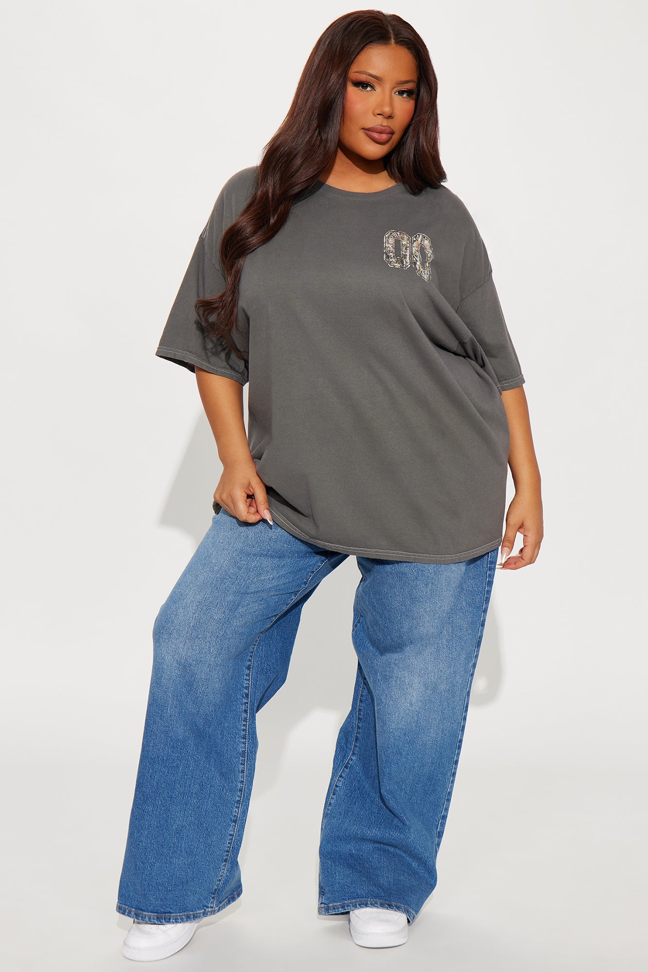 Lexi Camo Washed Oversized Tee - Charcoal | Fashion Nova