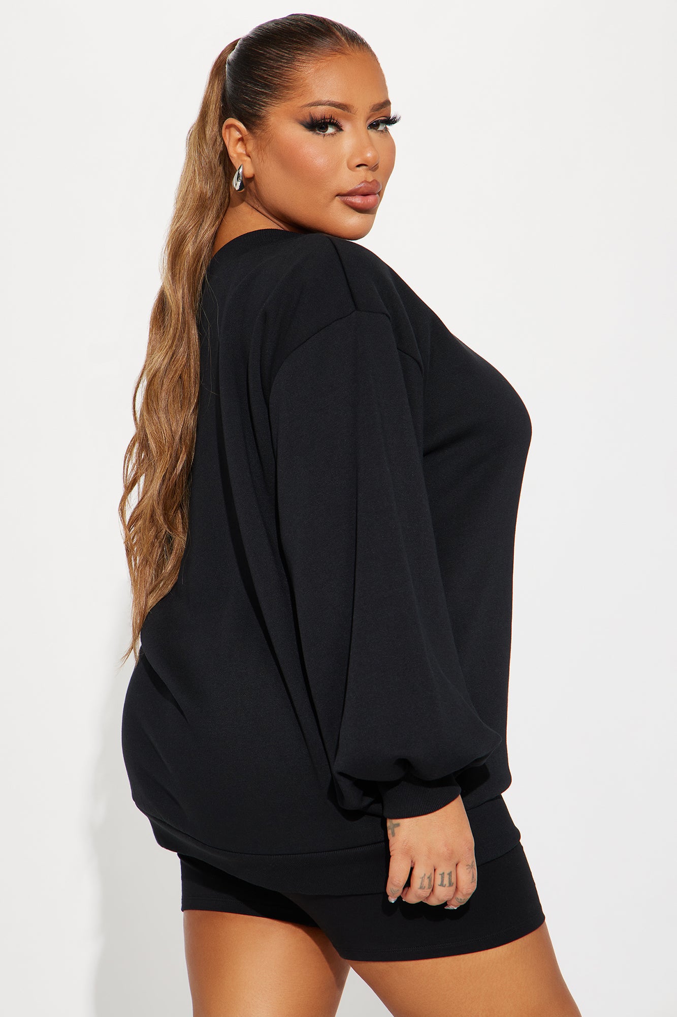 Vera Off Shoulder Oversized Sweatshirt - Black | Fashion Nova