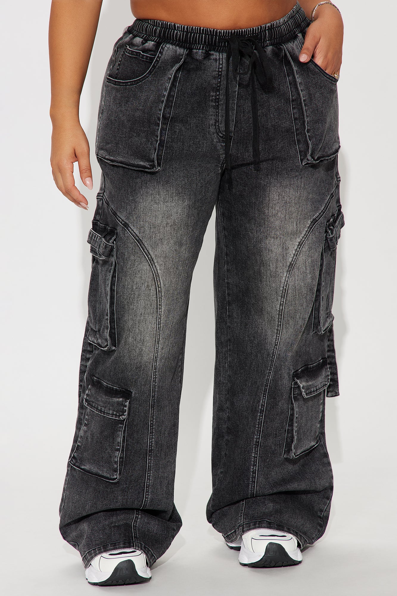 Met My Match Baggy Cargo Jeans - Black Wash | Fashion Nova