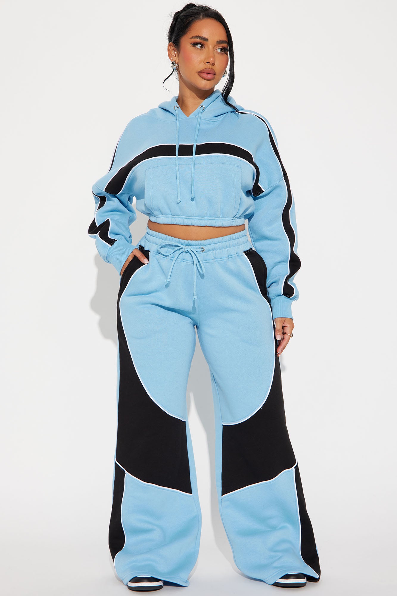 Sabrina Colorblock Fleece Pant Set - Blue/combo | Fashion Nova