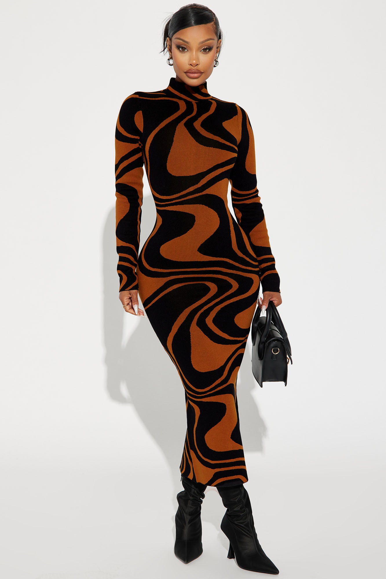 Azaria Sweater Midi Dress - Black/combo | Fashion Nova