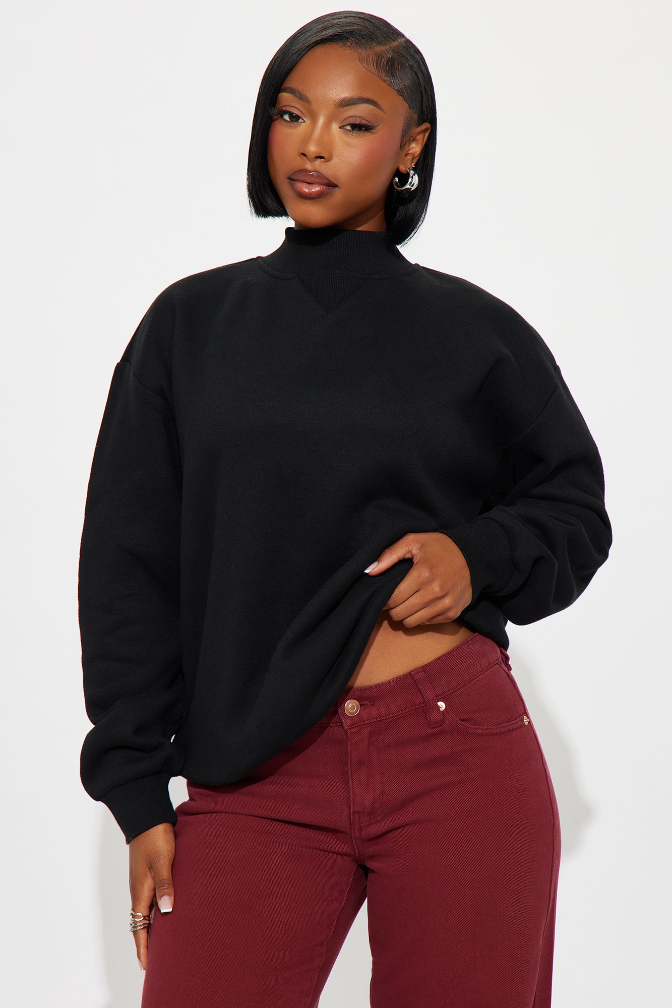 The Classic Mock Neck Sweatshirt - Black | Fashion Nova