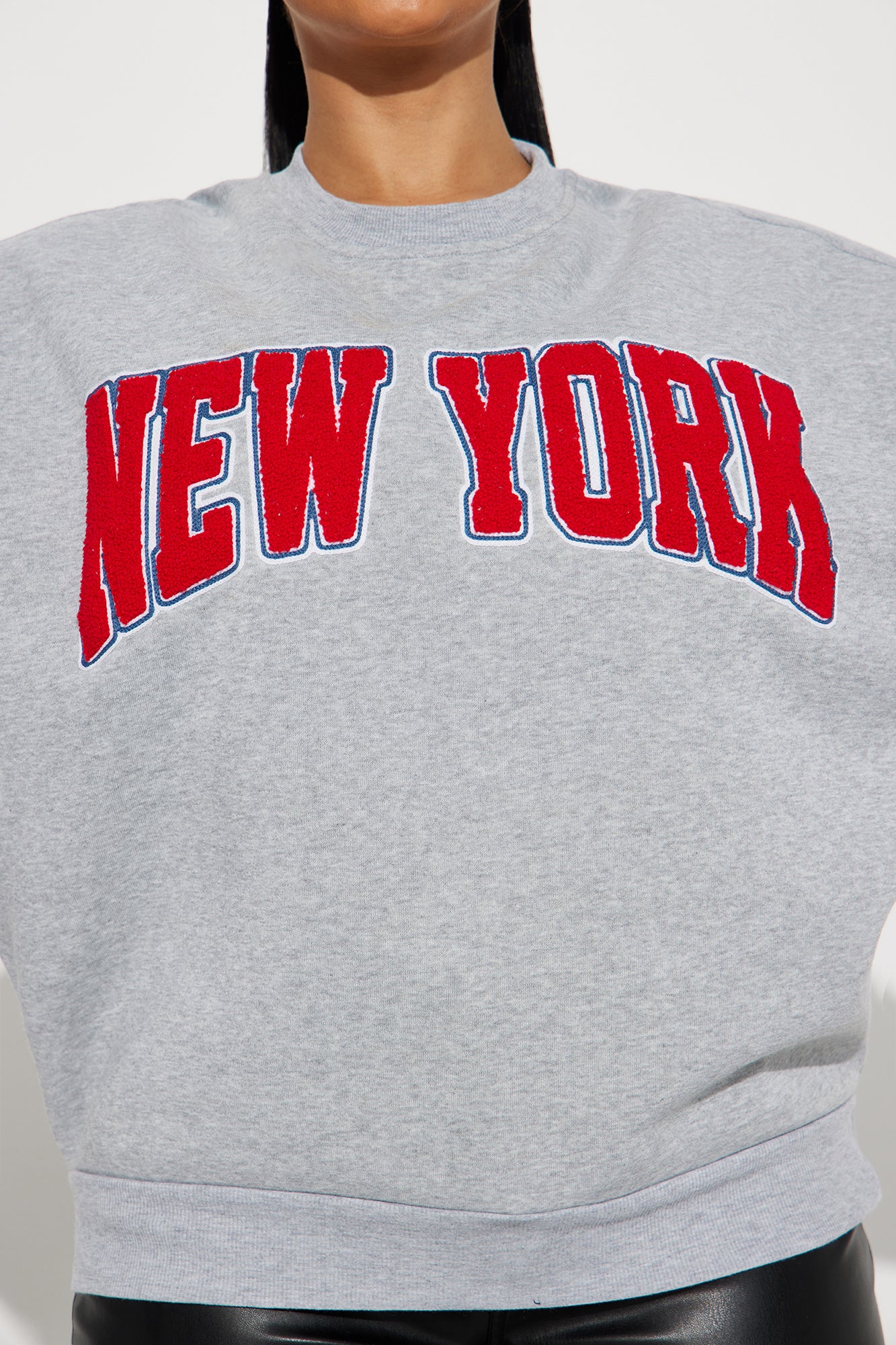 New York Chenille Patch Sweatshirt - Heather Grey | Fashion Nova