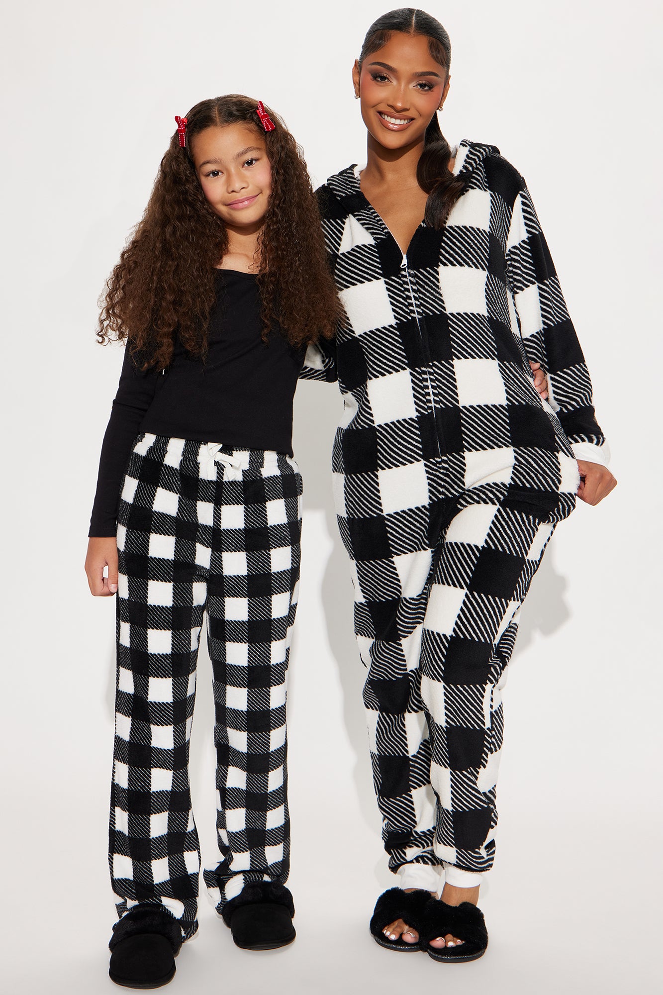 Always Cozy Plush Matching Family PJ Jumpsuit Onesie - Black/White