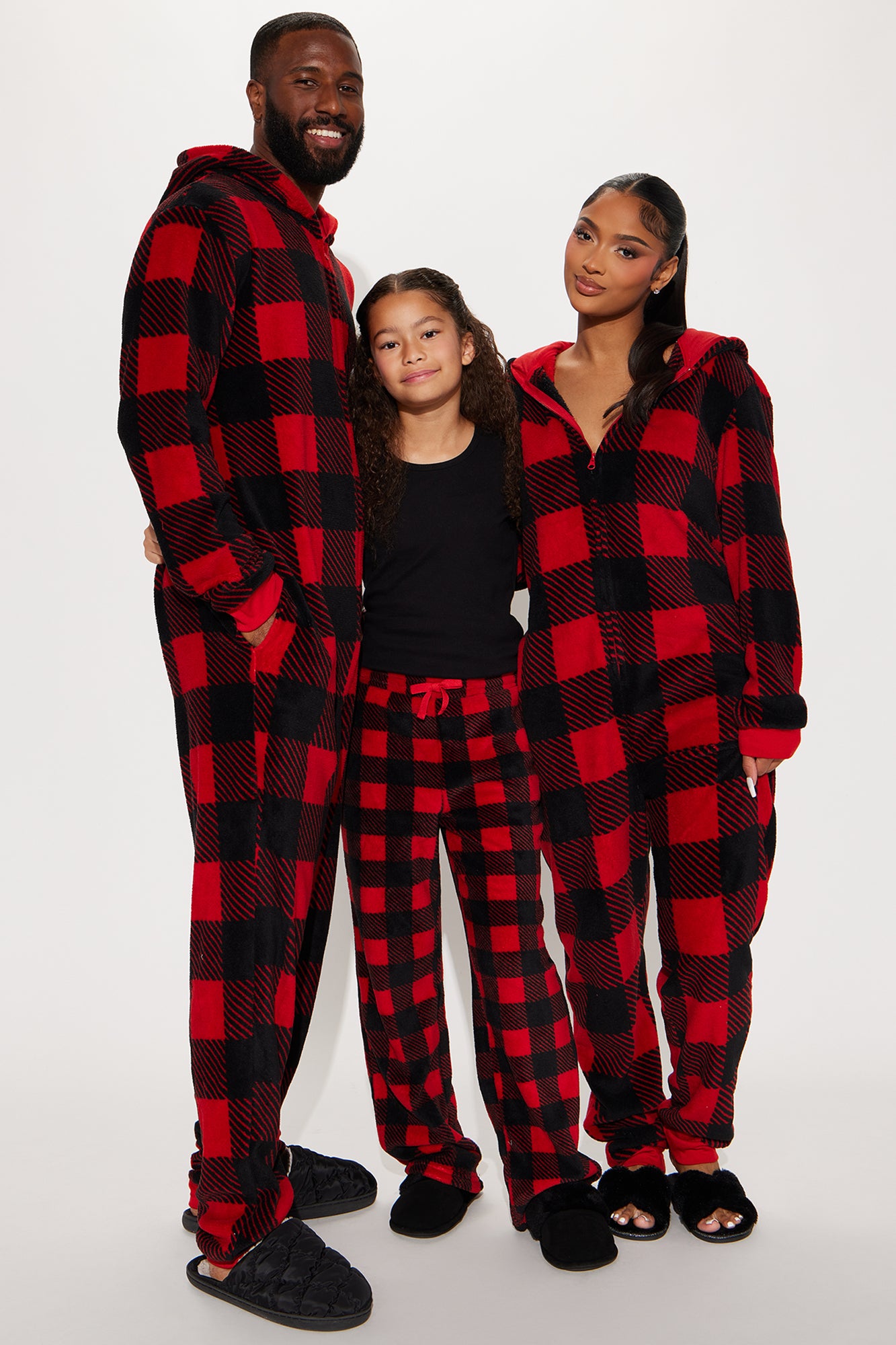 Always Cozy Plush Matching Family PJ Jumpsuit Onesie - Red/Black