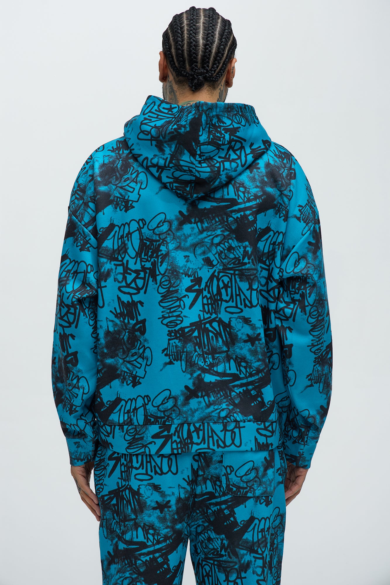 Vandal Oversized Graffiti Zip Up Hoodie - Blue | Fashion Nova