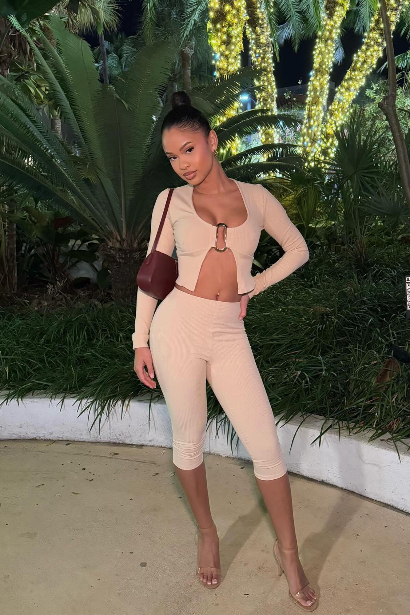 Jazmine Long Sleeve Snatched Capri Pant Set - Cream | Fashion Nova