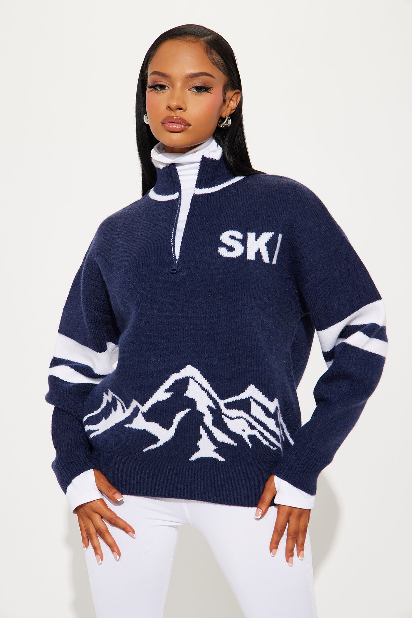 Ski Resort Quarter Zip Sweater - Navy | Fashion Nova