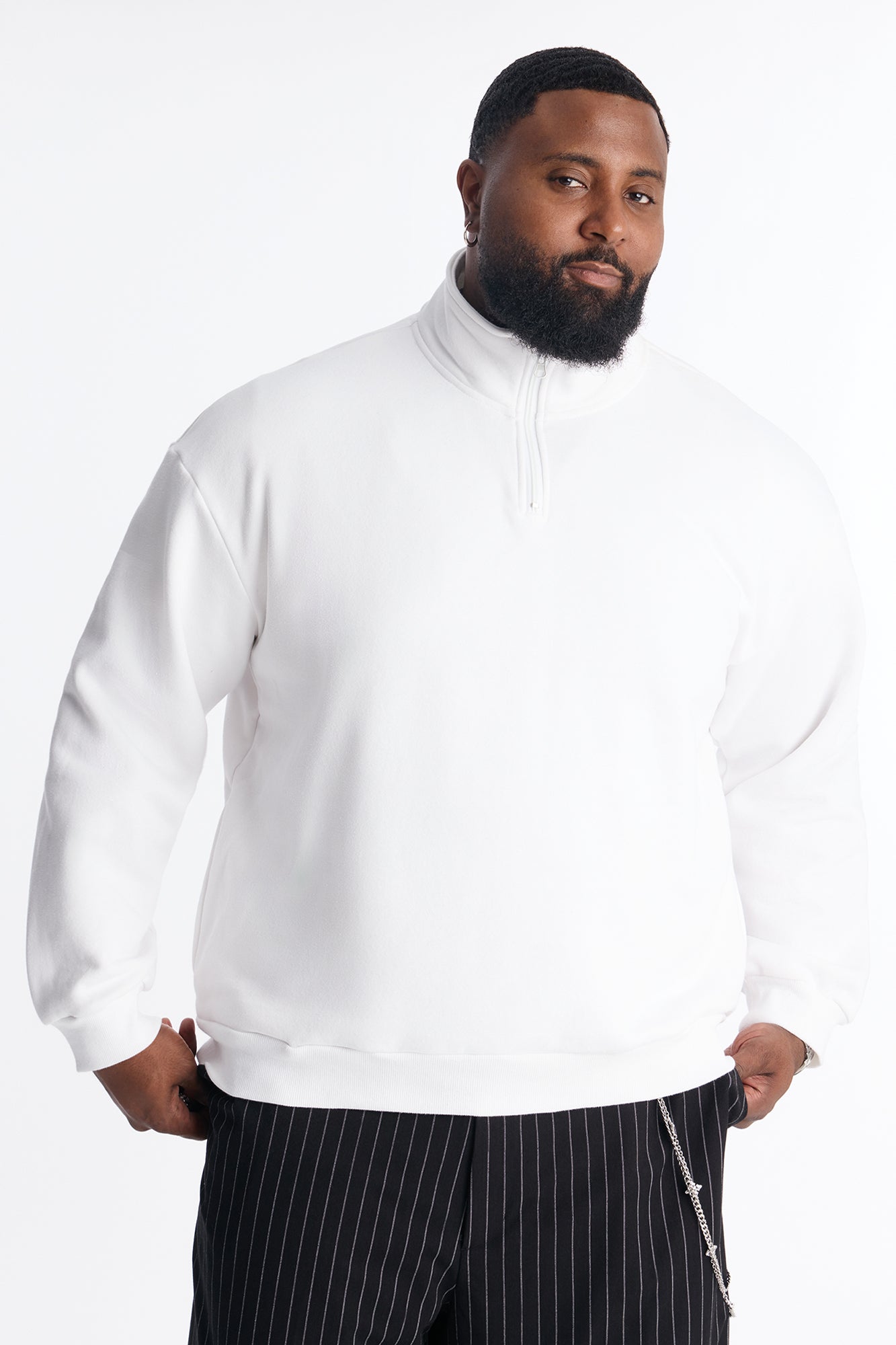 Built For Success Quarter Zip Sweatshirt - White | Fashion Nova