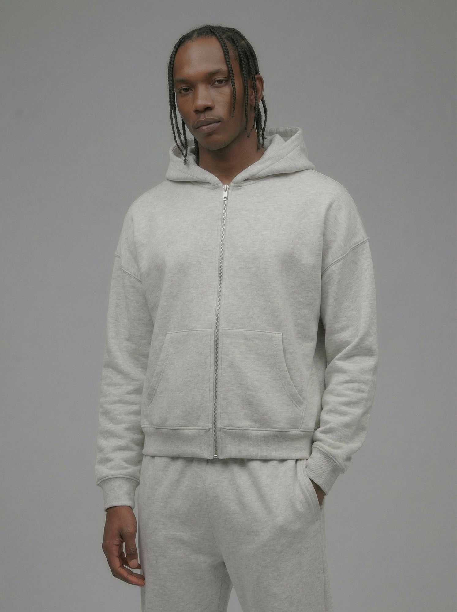 410 Oversized Cropped Zip Hoodie - Heather Grey | Fashion Nova