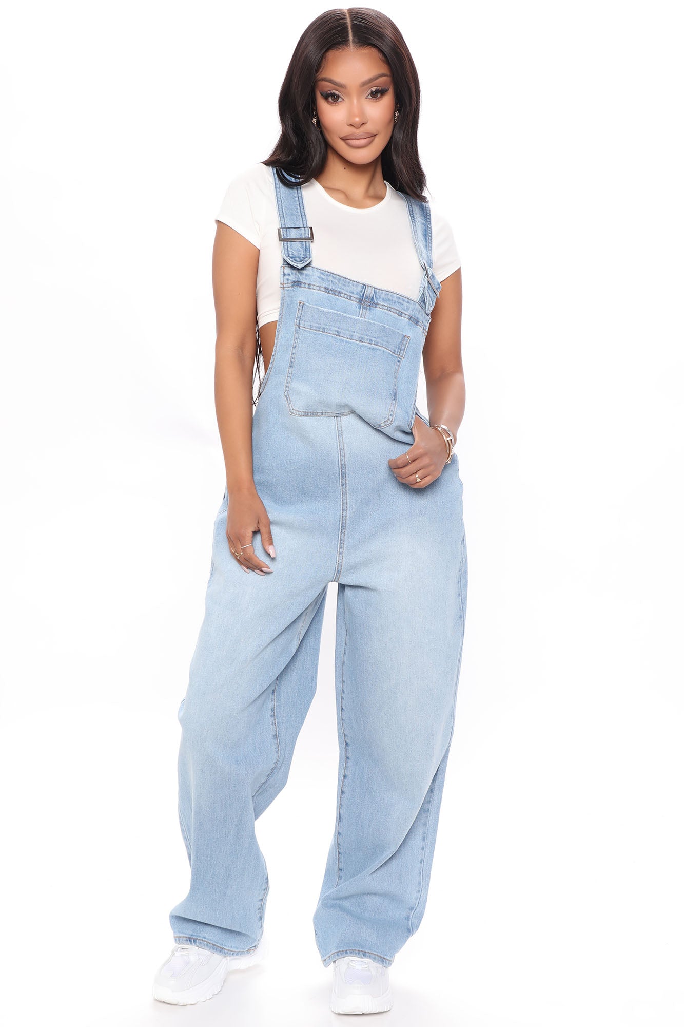 All Over It Slouchy Overalls - Light Blue Wash | Fashion Nova