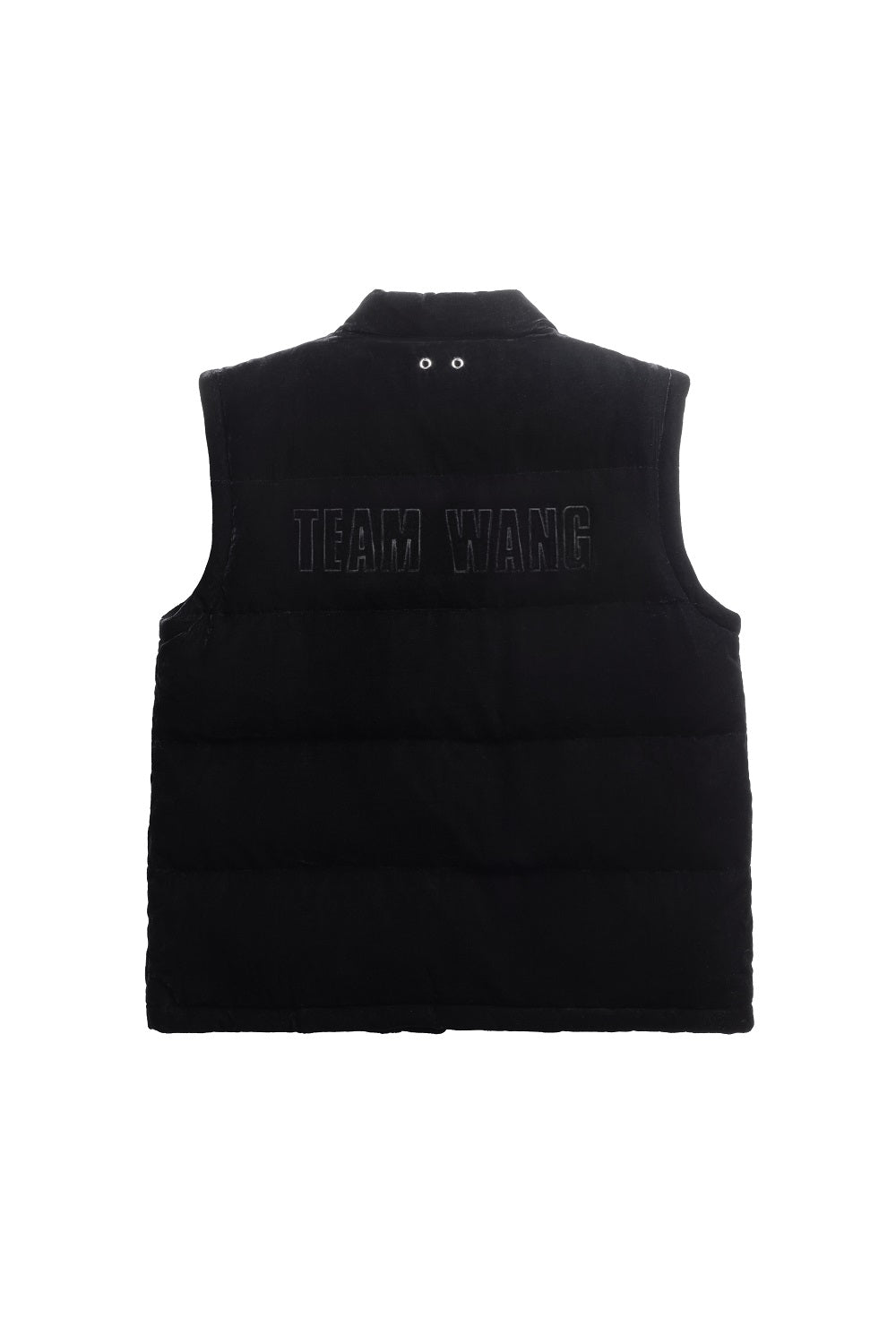 TEAM WANG PRINTED LOGO VELVET DOWN VEST