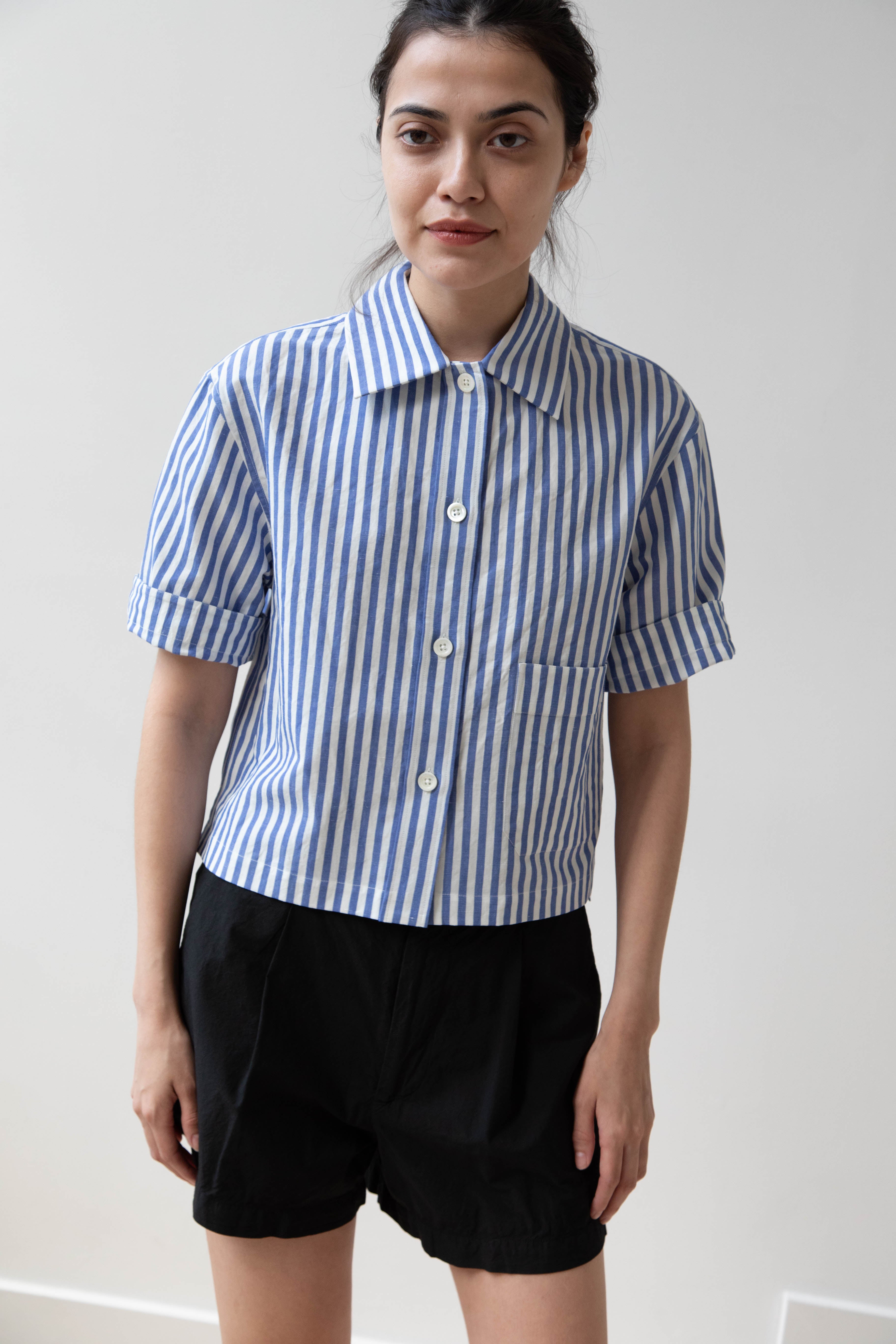 rennes — Margaret Howell | Drop Pocket Shirt in Blue & Off-White