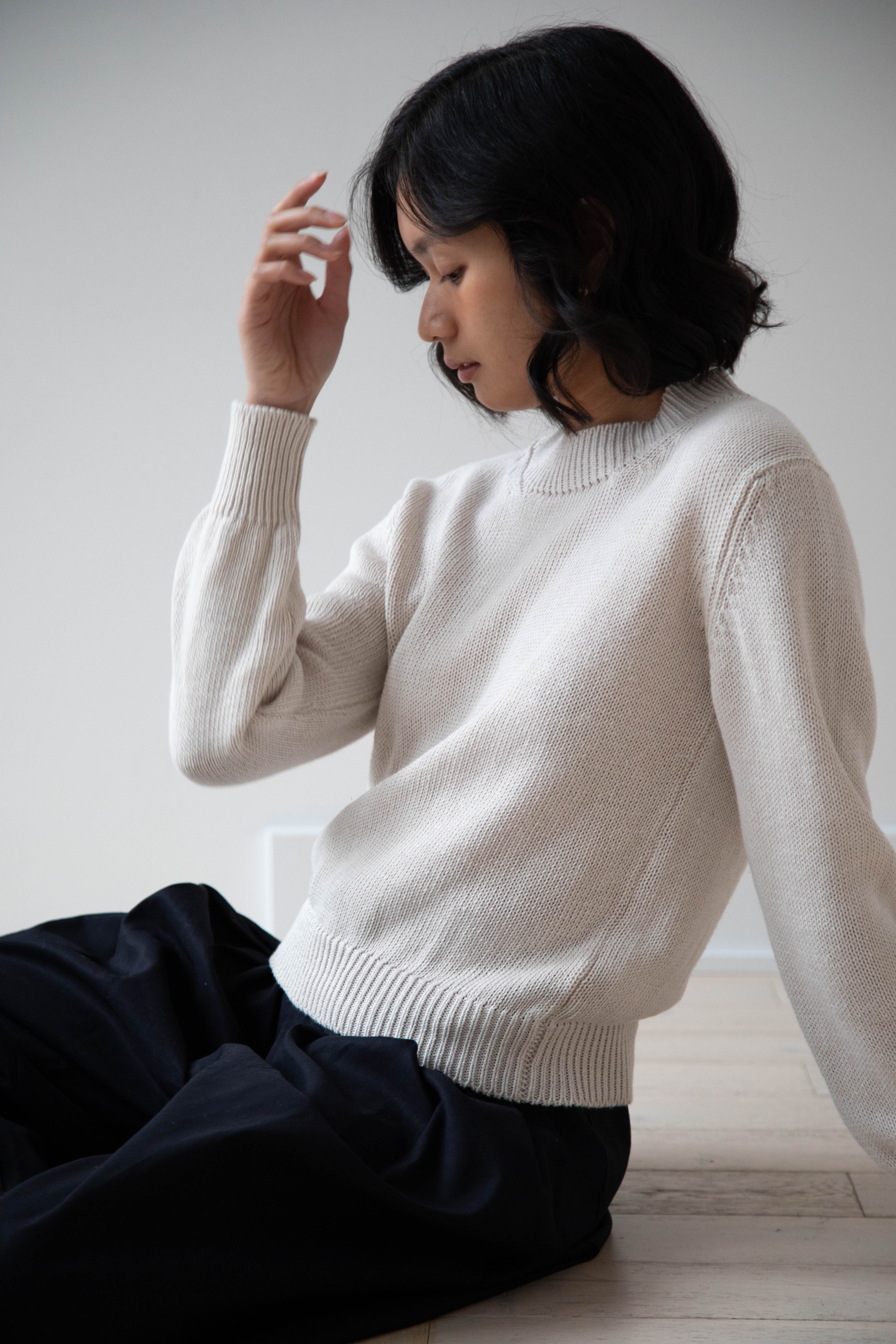 rennes — Margaret Howell | Chunky Crew Neck Jumper in Chalk