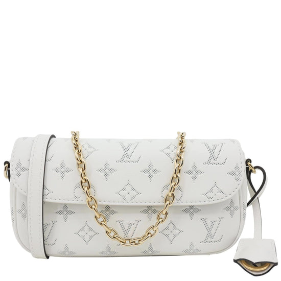 LOUIS VUITTON Ivy Perforated Monogram Flower Wallet On Chain White