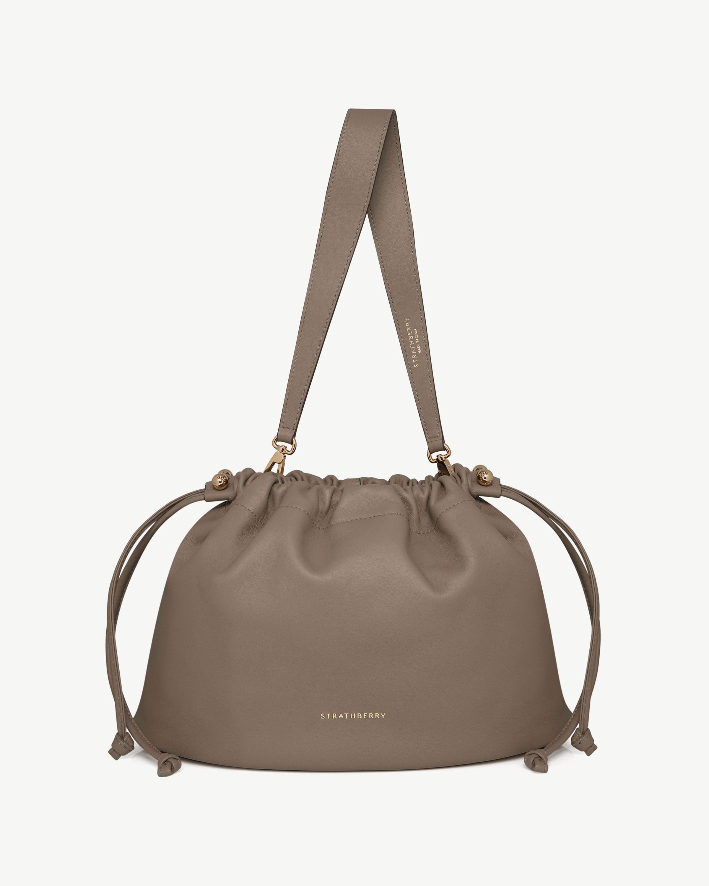 Strathberry - Charlotte Midi Drawstring - Grey / Taupe