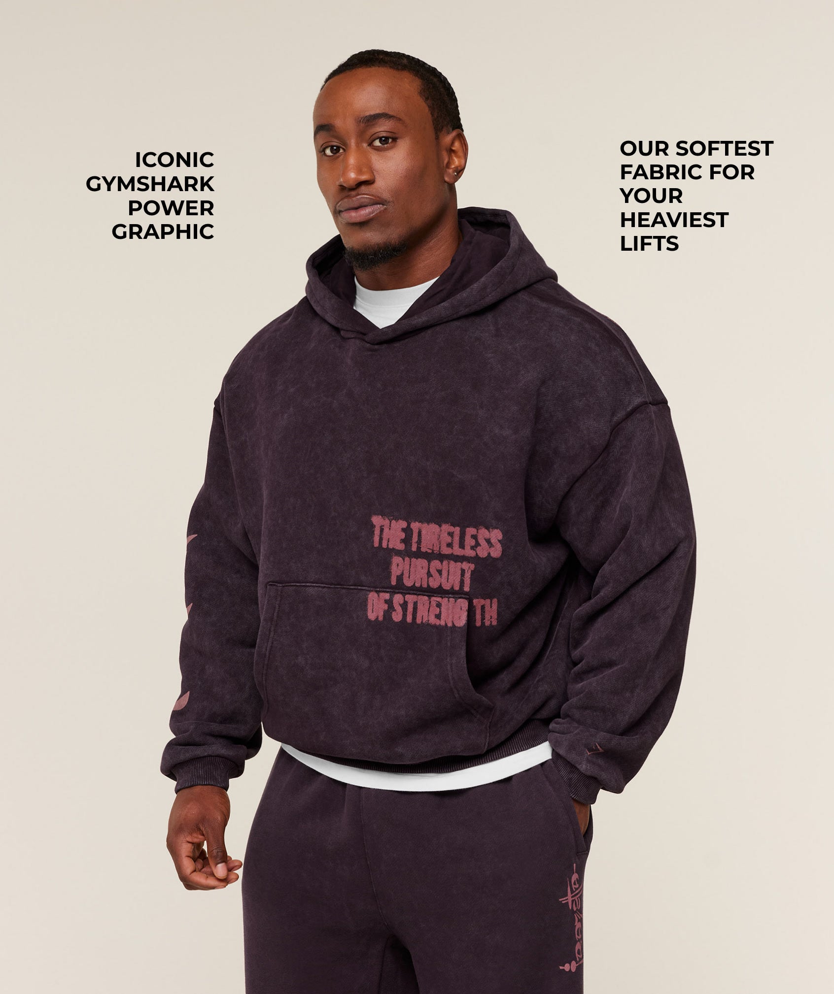 Gymshark Power x Frazetta Graphic Hoodie - Asphalt Grey/Plum Brown