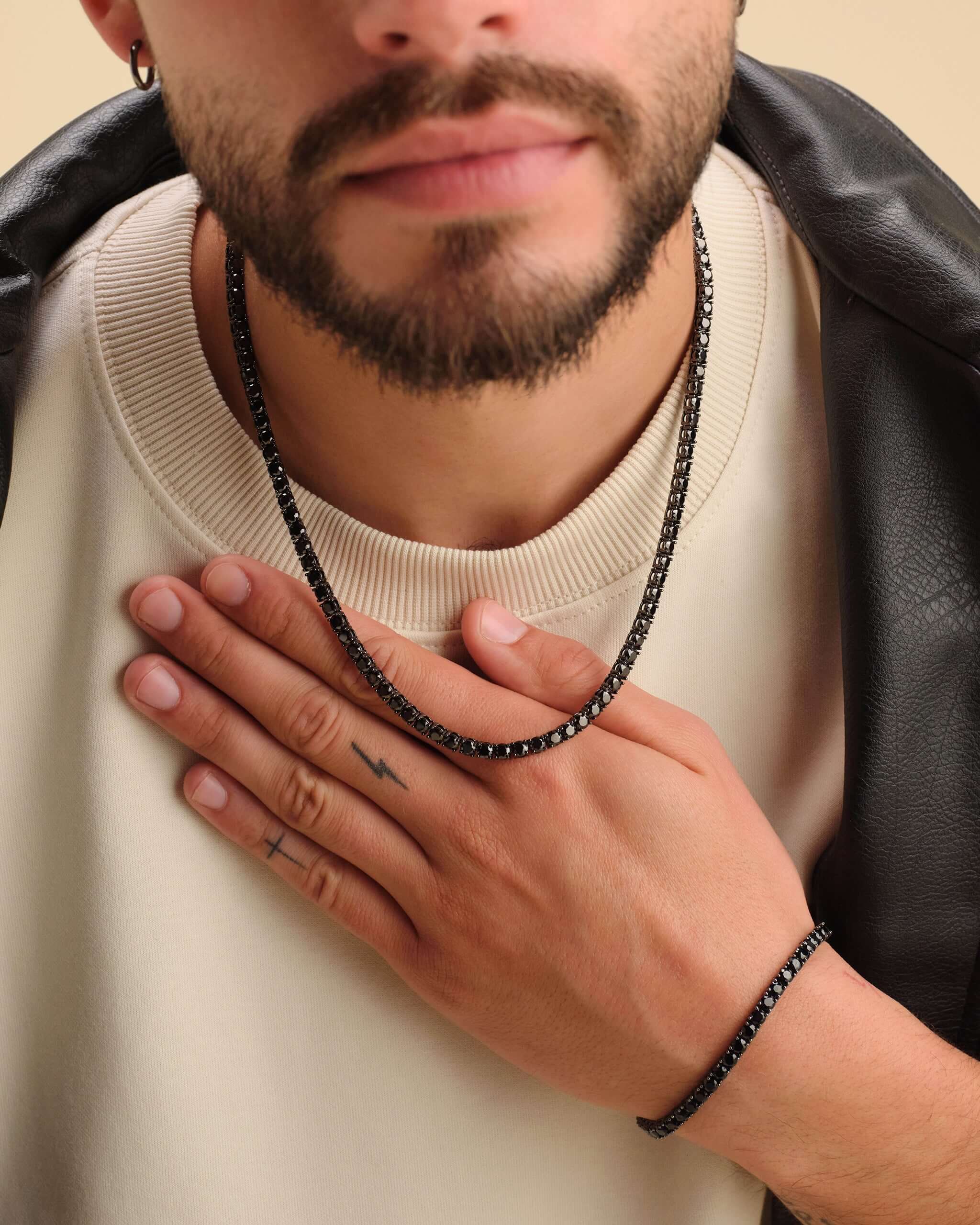 Tennis Chain Round Cut 4mm - Black - JAXXON