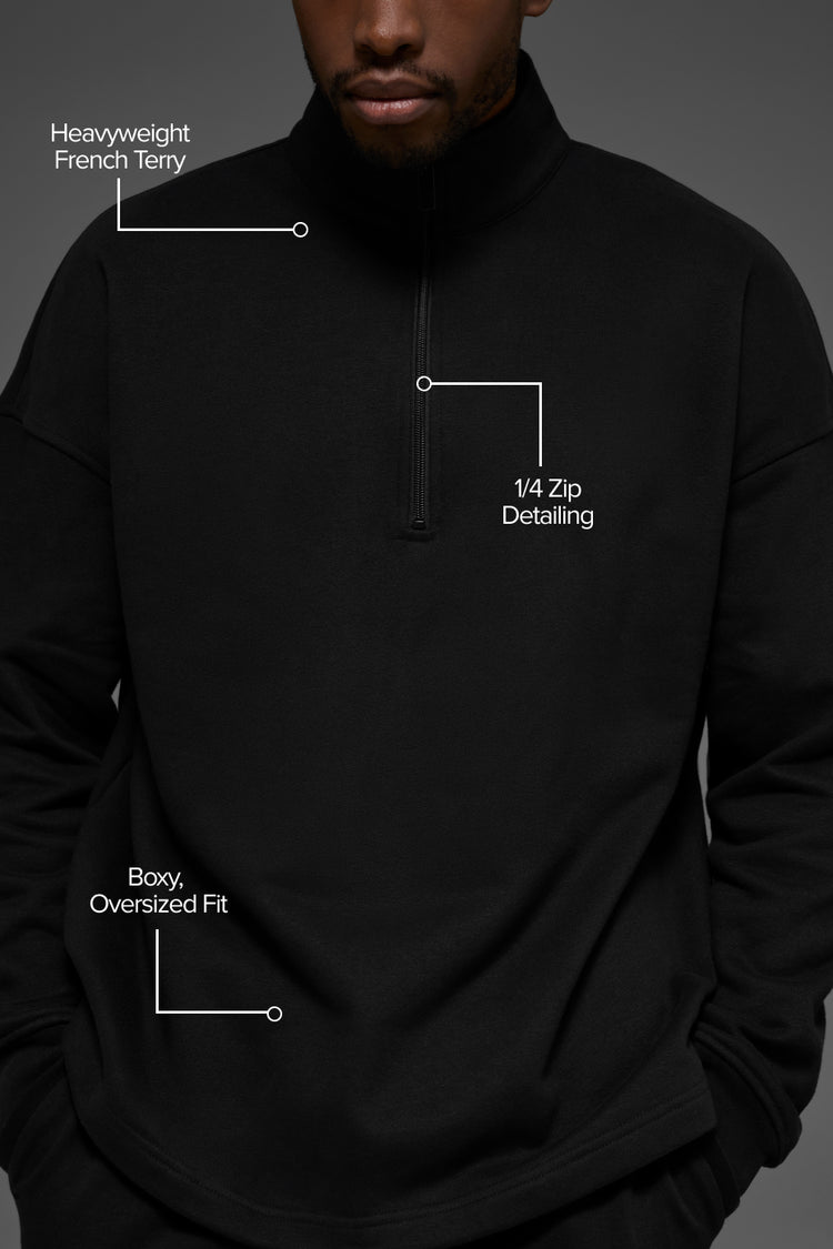 Renown Heavy Weight 1/4 Zip - Black | ALO
