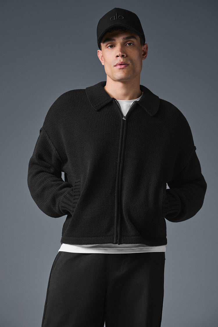 Heritage Full Zip Sweater - Black | ALO