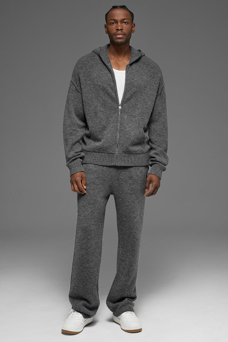 Wool Cashmere New Class Full Zip Hoodie - Platinum Grey | ALO