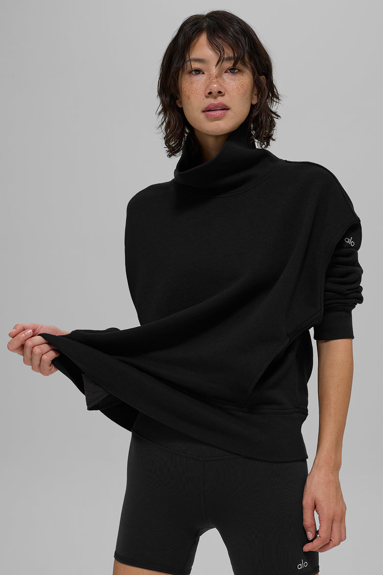 Hazy Mock Neck Pullover - Black | ALO