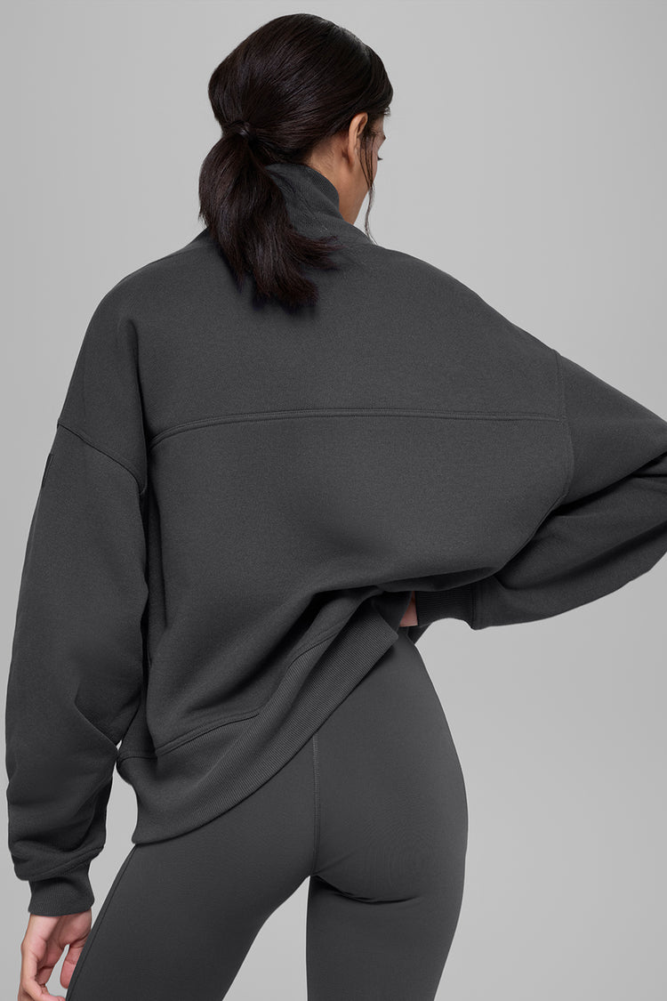 Hazy Mock Neck Pullover - Anthracite | ALO