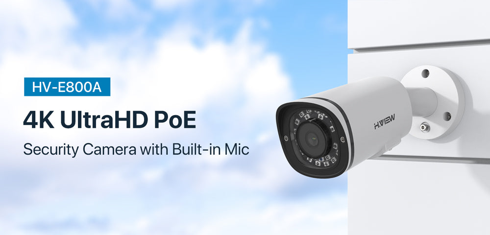 SDカードスロット（HV-E800A）が付いているH.VIEW 4K Bullet AIカメラ