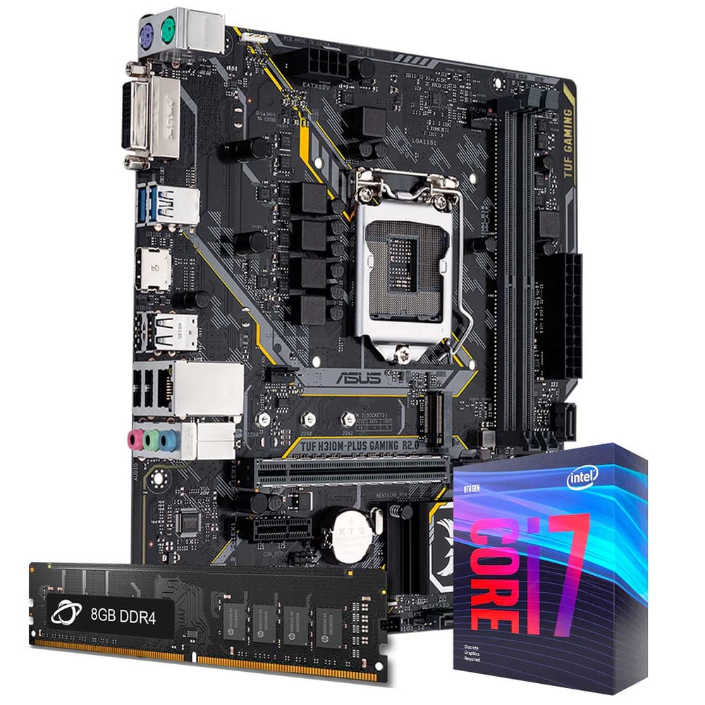 Kit Upgrade Processador Intel® Core™ i7 9700KF + Placa Mãe Asus